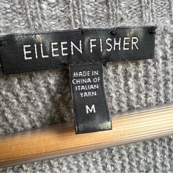 Eileen Fisher Women’s Wool Silk Nylon Blend Vneck Short Sleeve Sweater, Medium - Picture 6 of 10